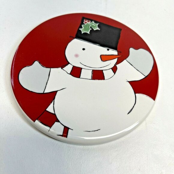 Kohls Christmas Snowmen Yuletide Set of 4 Beverage Drink Coaster - Picture 6 of 8